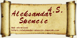 Aleksandar Spenčić vizit kartica